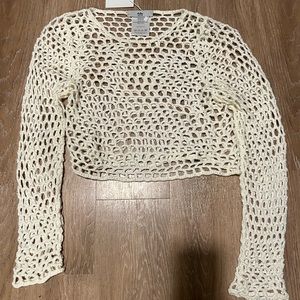 White Netted Swim Coverup Top